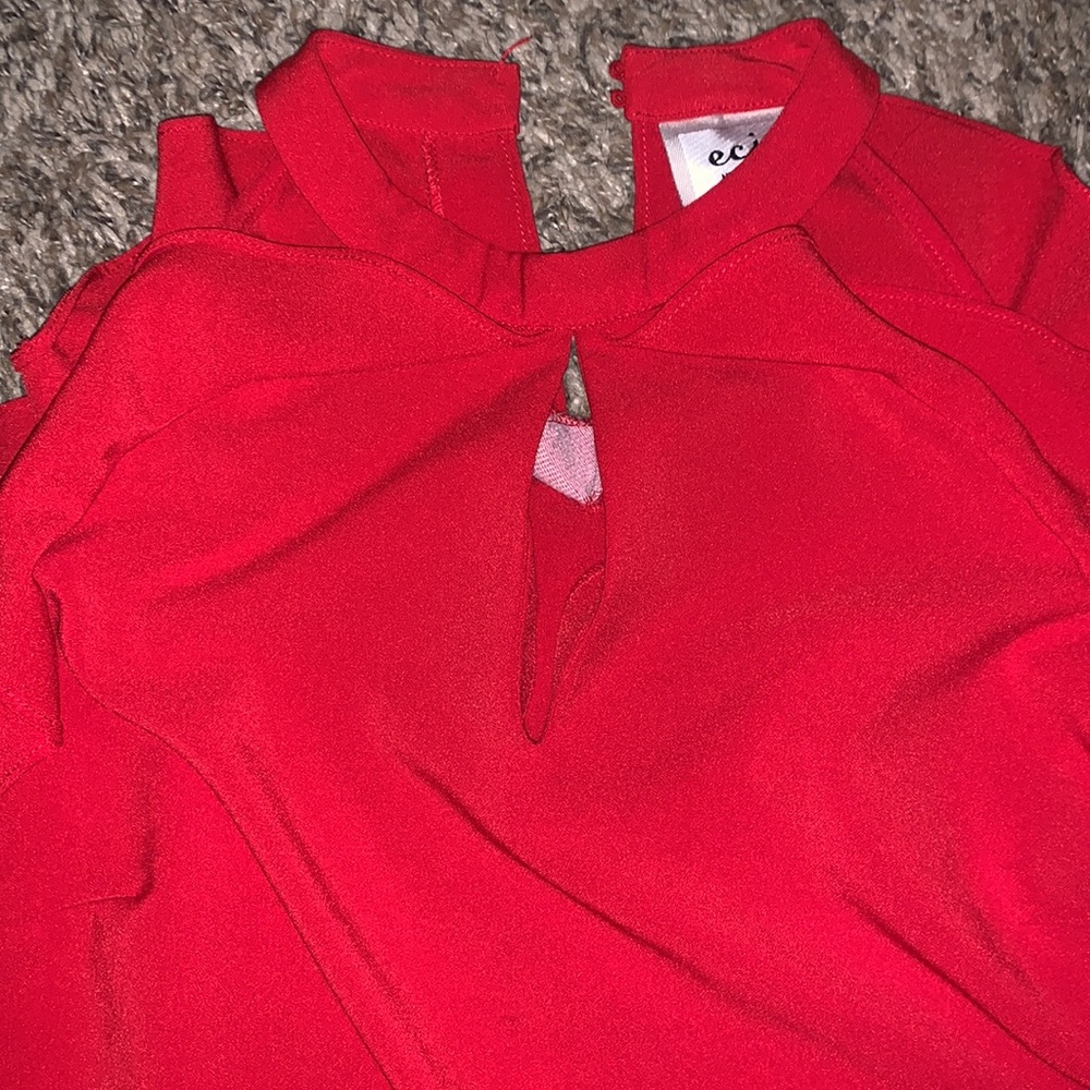Red Cold Shoulder Dress - Picture 2 of 4